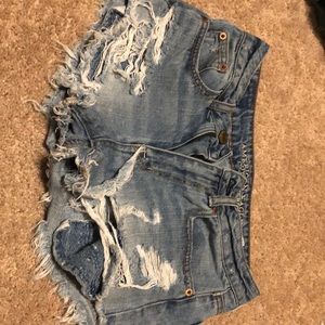 Ripped jean shorts